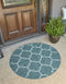 Unique Loom Trellis Collection Area Rug (Teal/ Gray, 3' 3" Round) for Outdoor Spaces