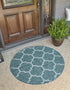 Unique Loom Trellis Collection Area Rug (Teal/ Gray, 3' 3" Round) for Outdoor Spaces