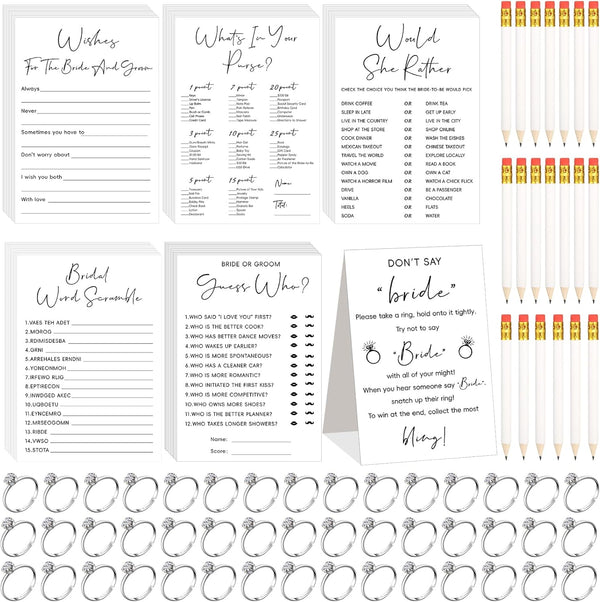 Estune 331 Pcs Bridal Shower Games Supplies, 5 Sets 250 Pcs Wedding Cards