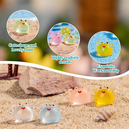 70 Pcs Mini Resin Crab Figurine Bulk Mini Crab Figurine Cake Decorations Cute Miniature Resin Sculpture Ornament Micro