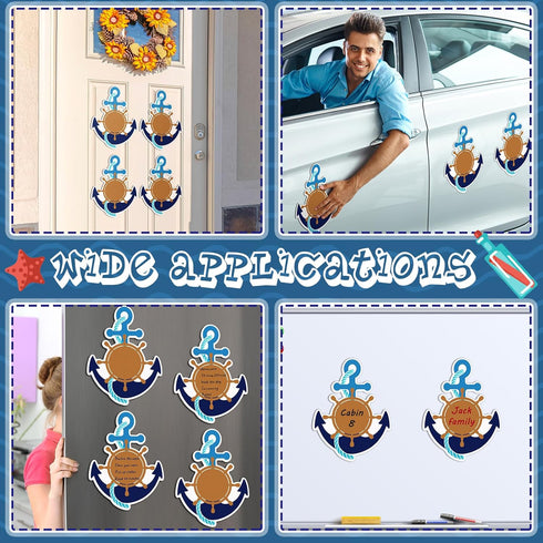 Treela 11 Pcs Cruise Ship Door Decorations Set, Nautical Anchor Car Magnets with Paint Pens for Carnival Cruise Decor