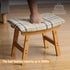 BAMBOO LAND- Bamboo Foot Stools Ottoman, Stripes Beige Cushion & Natural Wood Legs, Small Ottoman Foot Rest for Couch