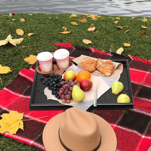 17.7 13 Inches x Extra Large Solid Wood Serving Tray for Tea Coffee Table Snack Food Meals Serving Plate Kitchen Party