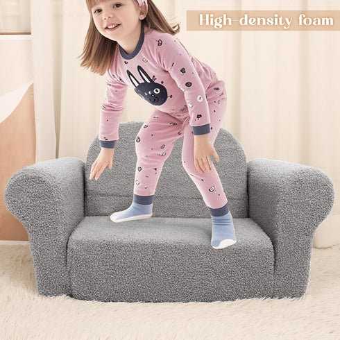 Hrebr 2-in-1 Chairs for Toddler, Toddler Soft Teddy Baby Couch Fold Out, Convertible Chair to Lounger for Girls