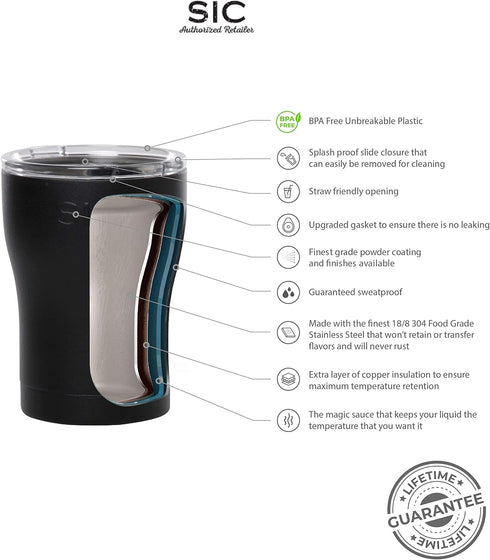 Seriously Ice Cold SIC 12oz Insulated Travel Tumbler Mug, Ice White, Premium Double Wall Stainless Steel, Leak Proof