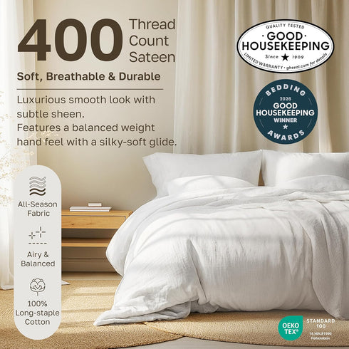 Set, 400 Count Set California Design Den Soft Cotton Full Size Bed Sheets Thread Good Housekeeping Award Winner, Silky
