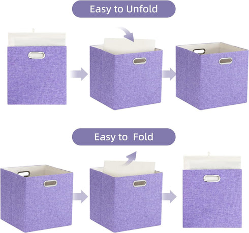 Foldable Cube Storage Bin Organizing Baskets, Fabric Storage Cubes with Handles for Shelf Closet, 13"x13"x13", Pack of