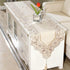 15" 69" X Vintage Flower Embroidered Table Runner, Classic Polyester Lace Cream Floral Dresser Scarves Party Dining