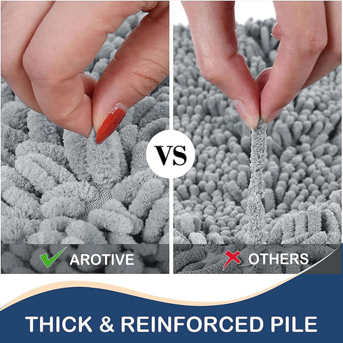 Arotive Chenille Bathroom Rug Mat, Extra Soft Thick Absorbent Shaggy Bath Mats for Bathroom, Light Grey