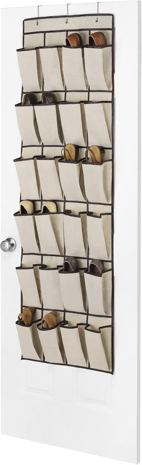 24 Whitmor Pocket Over The Door Shoe Bag, Espresso Trim