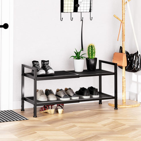 neatevday 2 Closet, Tier Shoe Rack, Expandable Shoe Rack for Adjustable Shoe Organizer for Entryway, Shoe Storage