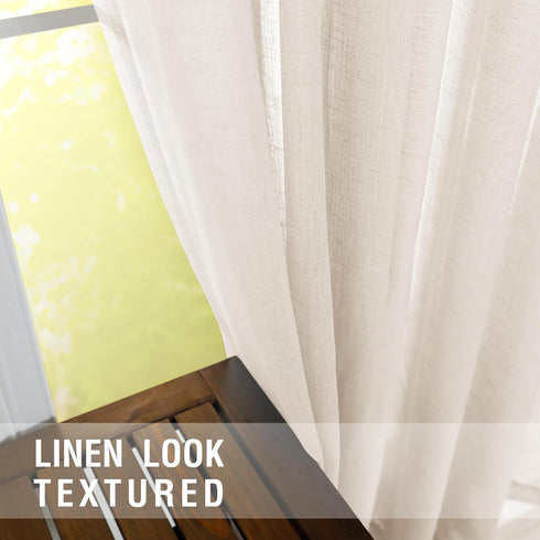 Short Curtains 36 inch Length, 2 Panels Rod Pocket Semi Sheer Faux Linen for Small Windows