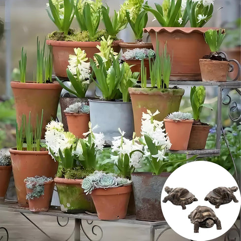 DecoVista 3Pcs Tortoise Resin Pot Decorative Feet, Plant Pot Support Feet for Outdoor, Animals Statue Pot Base Planter