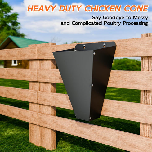 18 lbs Large Size Chicken Restraining Cone, Heavy Duty Metal Poultry Cone with Flat Back Design, Chicken Processing