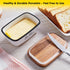 Countertop, Butter Dish with Lid, ALELION Large Ceramic Butter Dish for Butter Keeper with Thick Acacia Wood Lid