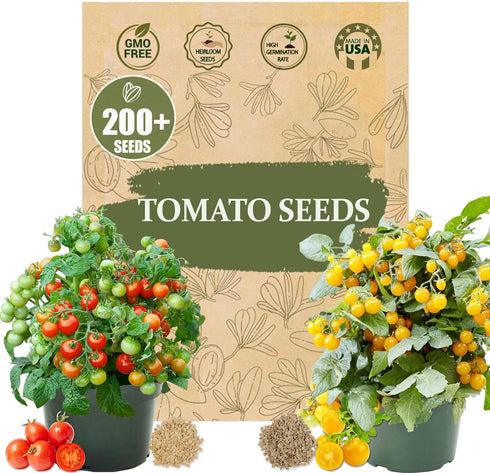 Dwarf Duo Tiny Tim Tomato Seeds - 100+ Red & 100+ Yellow