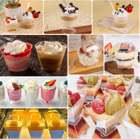 430 Pack 4 oz, 5 oz 7 oz LifeIdeas Mini Dessert Cups with Lids and Spoons, Shooters Cups for Party, Clear Yogurt