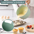 COOK WITH COLOR Non-Slip Mixing Bowls - 4 Piece Nesting Plastic Mixing Bowl Set with Pour Spouts and Handles-Measurement Markings (Ombre Mint) by COOK WITH COLOR