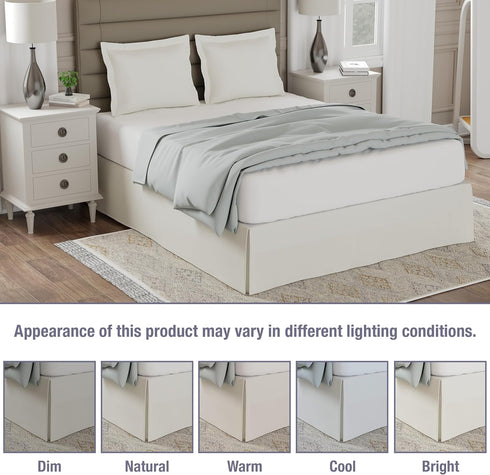 Lux Hotel Tailored Bed Skirt, Classic 14" Drop Length Pleated Styling, Full, Ivory