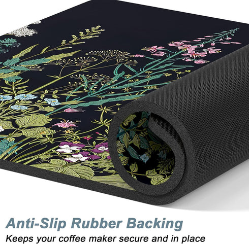 16" 24" Counter, Rnivvi Coffee Mat, x Cute Flower Theme Coffee Bar Mats for Espresso Machine Station Accessories