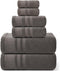 REDKISS 6 Piece Brown Bath Towels Set 100% Cotton Towels Set for