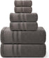REDKISS 6 Piece Brown Bath Towels Set 100% Cotton Towels Set for