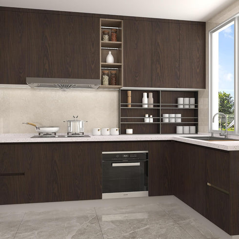 24Inx118In BAYYA Walnut Contact Paper Thick Matte Brown Wood Wallpaper Roll Peel Stick Kitchen Wallpaper Self-Adhesive