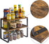 YMYNY Cabinet Shelf Organizer, Extendable Set of 2 Countertop Storage Racks for Kitchen, Rustic Brown