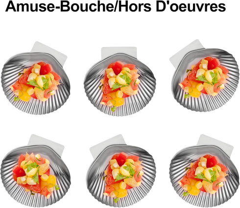 Outset Grillable Shells - Set of 12 All Purpose Grillable Stainless Steel Sea Shells