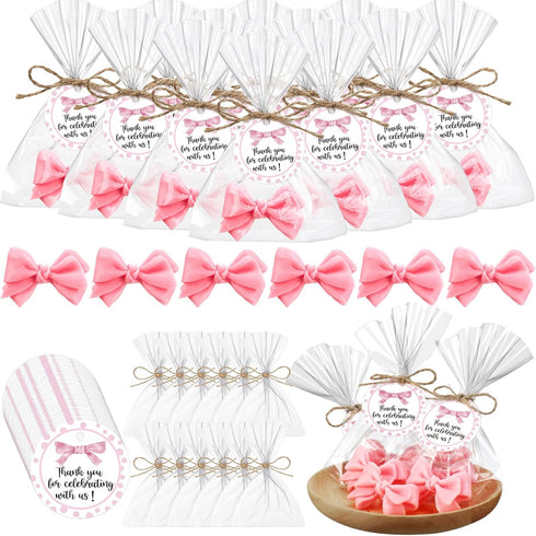 Demissle 40 Sets Pink Bow Baby Shower Soap Favors Girl for Guests