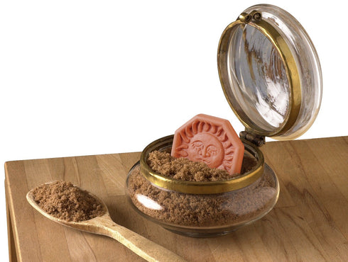 JBK Pottery Terracotta Brown Sugar Saver, Handmade Terra Cotta Sugar Keeper with Decorative Discs, Food-Safe, Made in