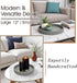 Buecasa 2pcs Set 12"/10" Modern Table Round Decorative Trays Home Decor - Circle Coffee Table Centerpiece - Wooden Cool