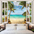 Leeisysme Beach Landscape Tapestry, Tropic Ocean Sea Island Palm Tree Seaside Tapestries for Living Room Summer Window Wall Hanging 36×48 Inch