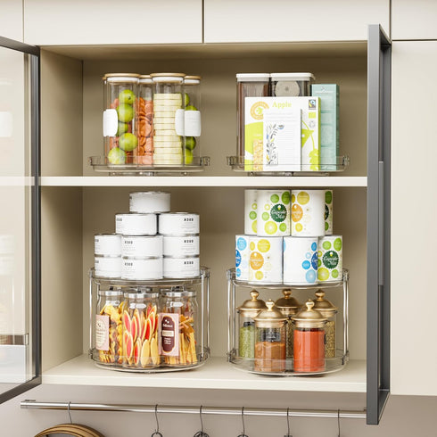 4 Pack Cabinet,9.5 Inch Countertop Rotating Small Lazy Susan Turntable Organizer for Clear Acrylic Spice Rack,Turn