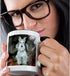 3dRose White Schnauzer - Two Tone Black Mug, 11oz, Multicolored