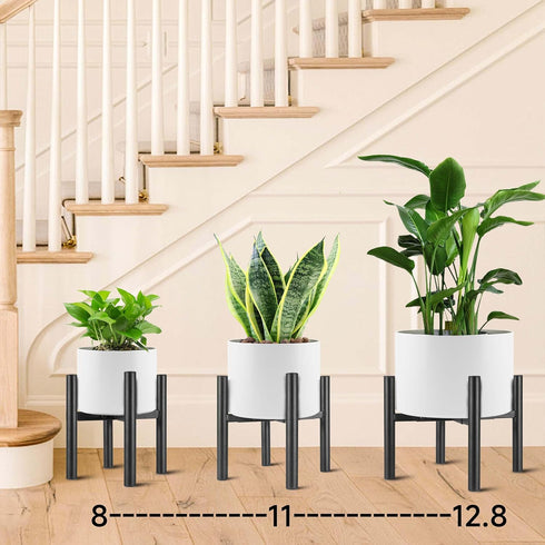 8 -13 Inch NSYOOMH Adjustable Metal Plant Stand Black, Fits Heavy Duty Flower Pots Holder - Floor Single Plant Stands