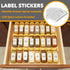 24 378 3 15" 15" 2.6" SpaceAid Bamboo Spice Drawer Organizer with Spice Jars, White Minimalist Spice Labels, Tier