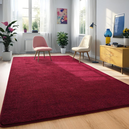 Burgundy Red Area Rugs for Bedroom Living Room, 4x6 Feet Indoor Memory Foam Rug, Modern Washable Shag Carpets