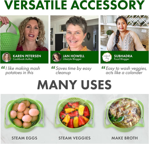 Avokado Silicone Steamer Basket for 3qt Instant Pot, 6qt, 8qt, BPA-Free, Dishwasher Safe Collapsible Vegetable Steamer