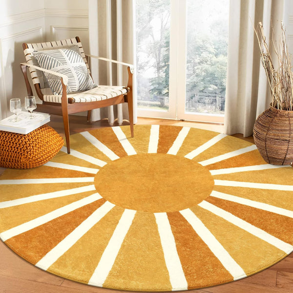Lahome Boho Round Rugs - 4Ft Washable Non-Slip Small Round Area Rug
