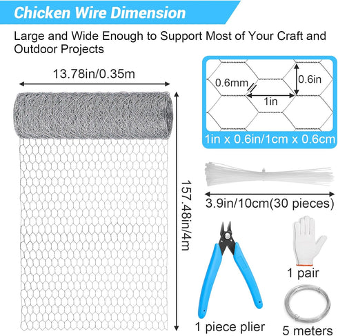 13.7 157 30 Chicken Wire Mesh in x in Silver Floral Chicken Wire Poultry Netting Hexagonal Galvanized PVC Coated Wire