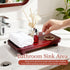 ECOECO 11" 7"- Wood Riser for Decor, Widen Size Pedestal Stand for Bathroom,Farmhouse Decorative Tray Soap Holder