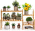 2 Lawei Tier Bamboo Tabletop Plant Stand, Adjustable Flower Pot Holder Shelf Planter Display Stand, Small Desktop