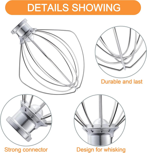 Wire Whip Accessory Replacement for KitchenAid Tilt-Head Stand Mixer, Egg Cream Stirrer & Whipping Egg White