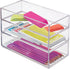 iDesign Clarity Plastic Drawer Organizer for Vanity, Bathroom, Kitchen Storage, 8" x 4" x 2", Clear