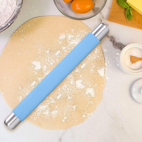 Rolling Pin Dough Roller for Baking with Thickened Non Stick Silicone Metal Handle, 13.8 X 1.5 Inches