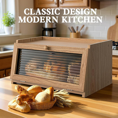 Countertop LOHASOK Bread Box for Kitchen Large Bread Box Farmhouse Bread Container Bread Storage with Window Bread