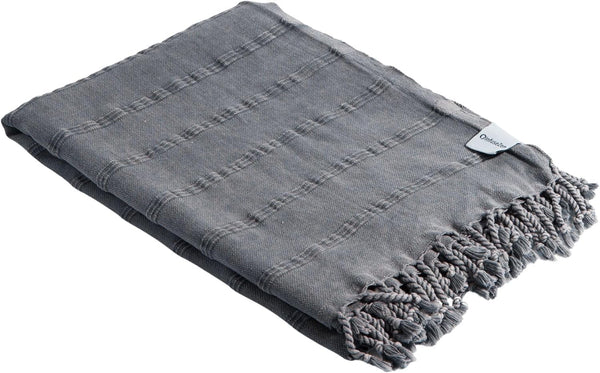 Stonewashed Turkish Bath & Beach Towel, 100% Organic Cotton, Soft, Lightweight, Quick Dry, Black