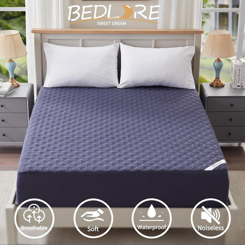BEDLORE Waterproof Mattress Protector, Full Size Noiseless Pad, Soft Breathable Cover, Deep Pocket 6"-15", Washable