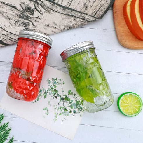 12 OZ,Canning 24PACK,Glass Flrolove Mason Jars Jars with Lids Jam Jars, Jelly Jars with Airtight Lids,Ideal